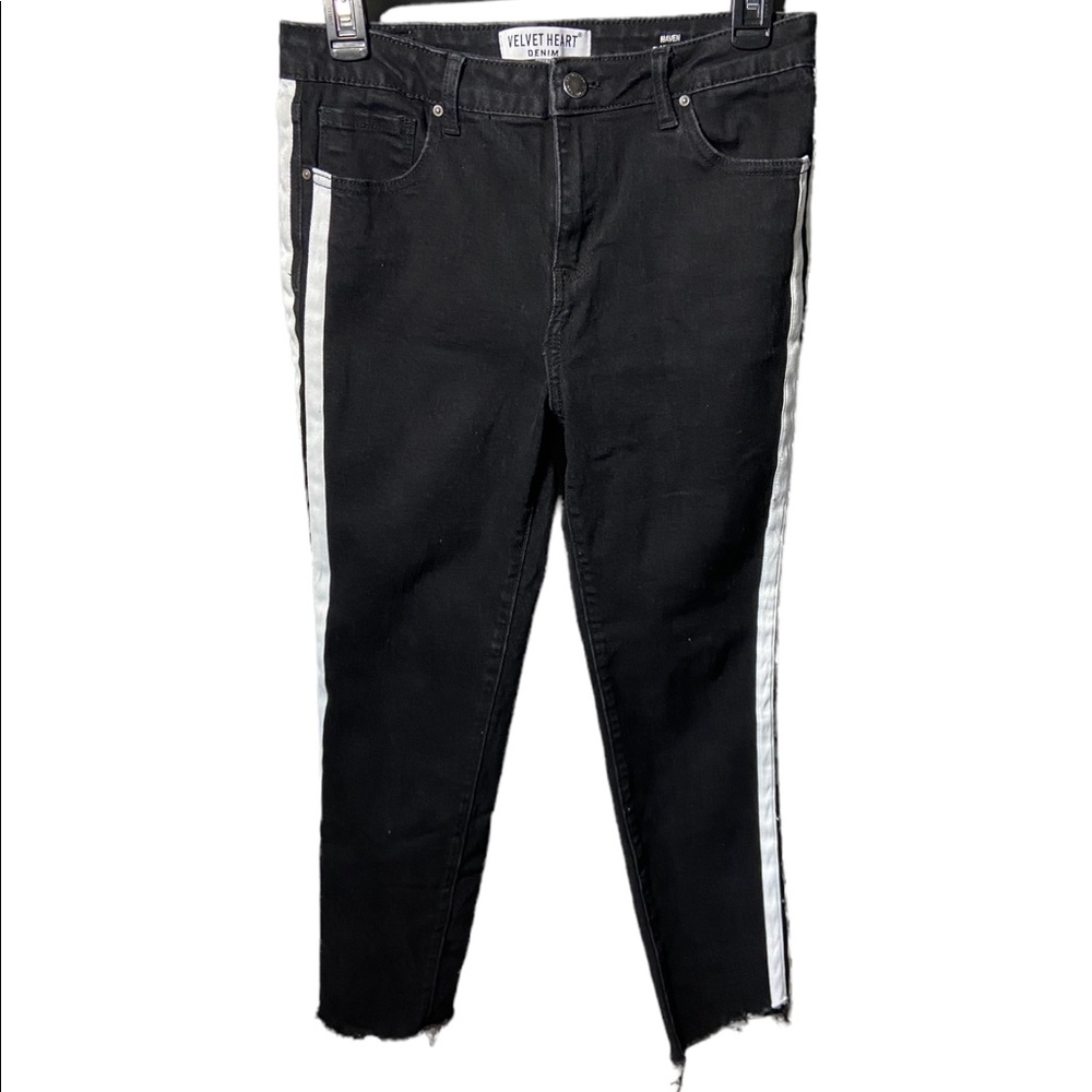 Velvet Heart Cropped Flare denim striped pants size 28